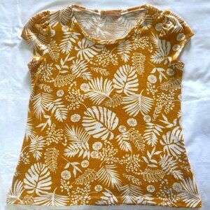 Ginger Mary Ladies Top sz 40 PL Mustard Yellow White read